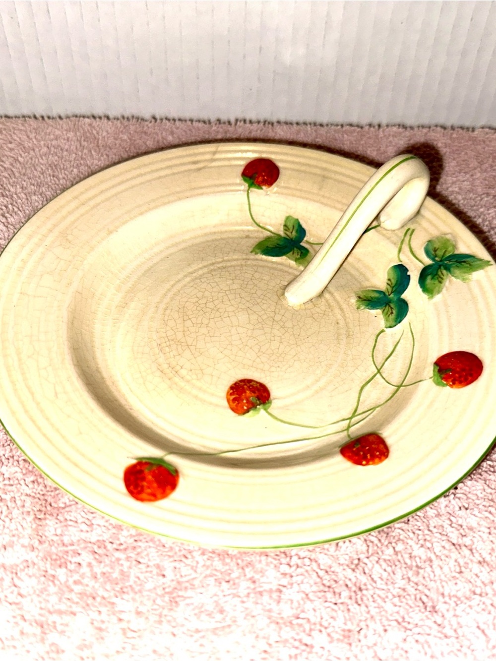 Vintage Hand-Painted Strawberry Ceramic Serving Dish